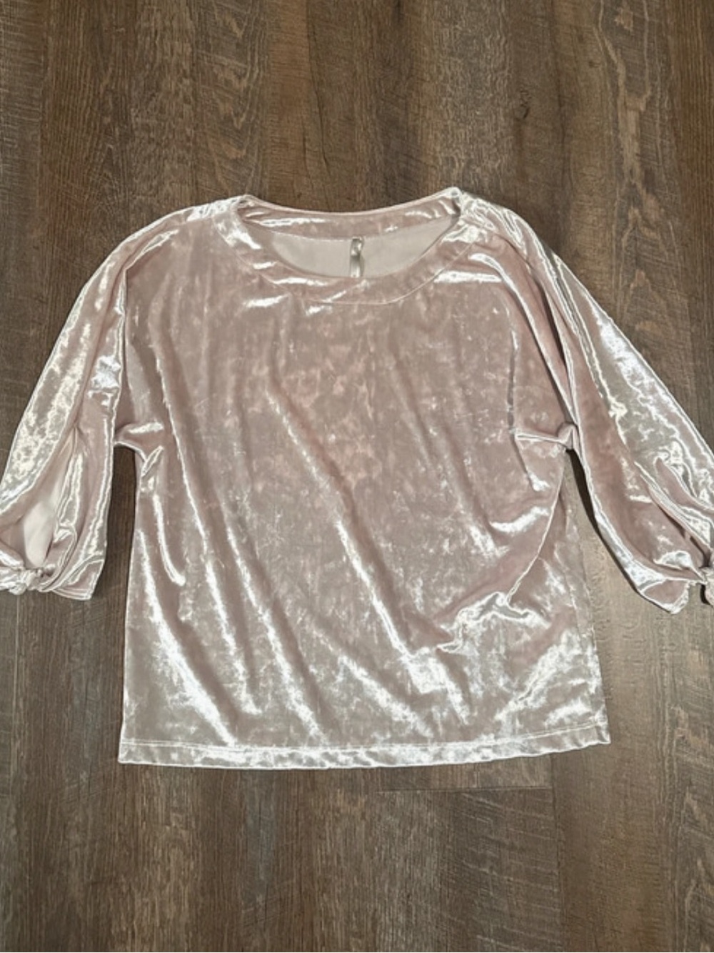 Mono B Velvet Scoop-Neck Blouse in Light Pink